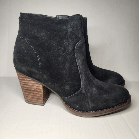 Sam Edelman Black Suede Ankle Booties Zip Up - Picture 4 of 12